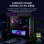 FRAME 4000D LCD RS ARGB Premium Mid-Tower PC Case XENEON EDGE 14.5" LCD Touchscreen pre-installed 2x 3.5" HDDs and up to 4x 2.5" SSD Fan layout: Front: 3x 120mm (Incl), 2x 140mm, 2x 200mm, Top: 3x 120mm, 2x 140mm, Rear: 1x 120mm (Incl), 1x 140mm, Side: 3x 120mm, 2x 140mm, Bottom: 3x 120mm (1x) USB 3.2 Gen 2 Type-C, (2x) USB 3.2 Gen 1 Type-C, (1x) Audio in/out Mini-ITX, Micro-ATX, ATX, E-ATX Colour: Black - Image 3