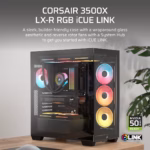 Corsair 3500X LX-R E-ATX | ATX | MATX | ITX iCUE RGB-Link Mid Tower Gaming Chassis - Black - Image 4