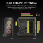 Corsair CORSAIR iCUE LINK 5000T LX RGB Mid-Tower PC Case, 4x 2.5" Drive Bays, 2x 3.5" Drive Bays Fan layout: Front 3x 120mm, 2x 140mm; Top 3x 120mm ,2x 140mm, Side 3x 120mm, Rear 1x 120mm. iCUE LINK Hub included – 3x LX120 RGB Fans – Aurora RGB Light Strips 4x USB 3.0, 1x USB 3.1 Type-C Colour: Black Mini-ITX, Micro-ATX, ATX, E-ATX - Image 7