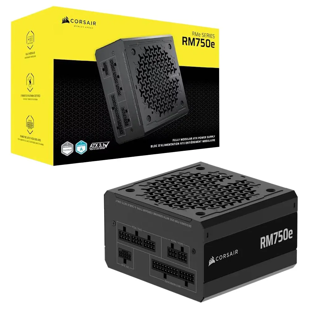 cp-9020295_5ui0 Corsair RM750e 750W ATYX3.1 & PCIE5.1 80 Cybenetics Gold Fully Modular PSU - Image 1