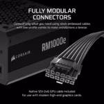 Corsair RM1000e 1000W ATYX3.1 & PCIE5.1 80 Cybenetics Gold Fully Modular PSU - Image 8