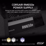 Corsair RM Series™ RM650e — 650 Watt 80 PLUS Gold Fully Modular ATX PSU; ATX 3.1 and PCIE 5.1 ; 7yr Warranty - Image 8