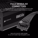 Corsair RM Series™ RM650e — 650 Watt 80 PLUS Gold Fully Modular ATX PSU; ATX 3.1 and PCIE 5.1 ; 7yr Warranty - Image 5