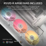 AIR 5400 LX-R RGB iCUE LINK Triple Chamber Mid-Tower PC Case 2x 2.5" , 1x 3.5" Drive Bays Fan layout: Front: 3x120mm, Rear 1x 120mm, Bottom: 3x 120mm (incl), Top 3x120mm (1x) USB 3.2 Gen 2x2 Type-C, (2x) USB 3.2 Gen 1 Type-C, (1x) Audio in/out Mini-ITX, Micro-ATX, ATX, E-ATX Colour: White - Image 4