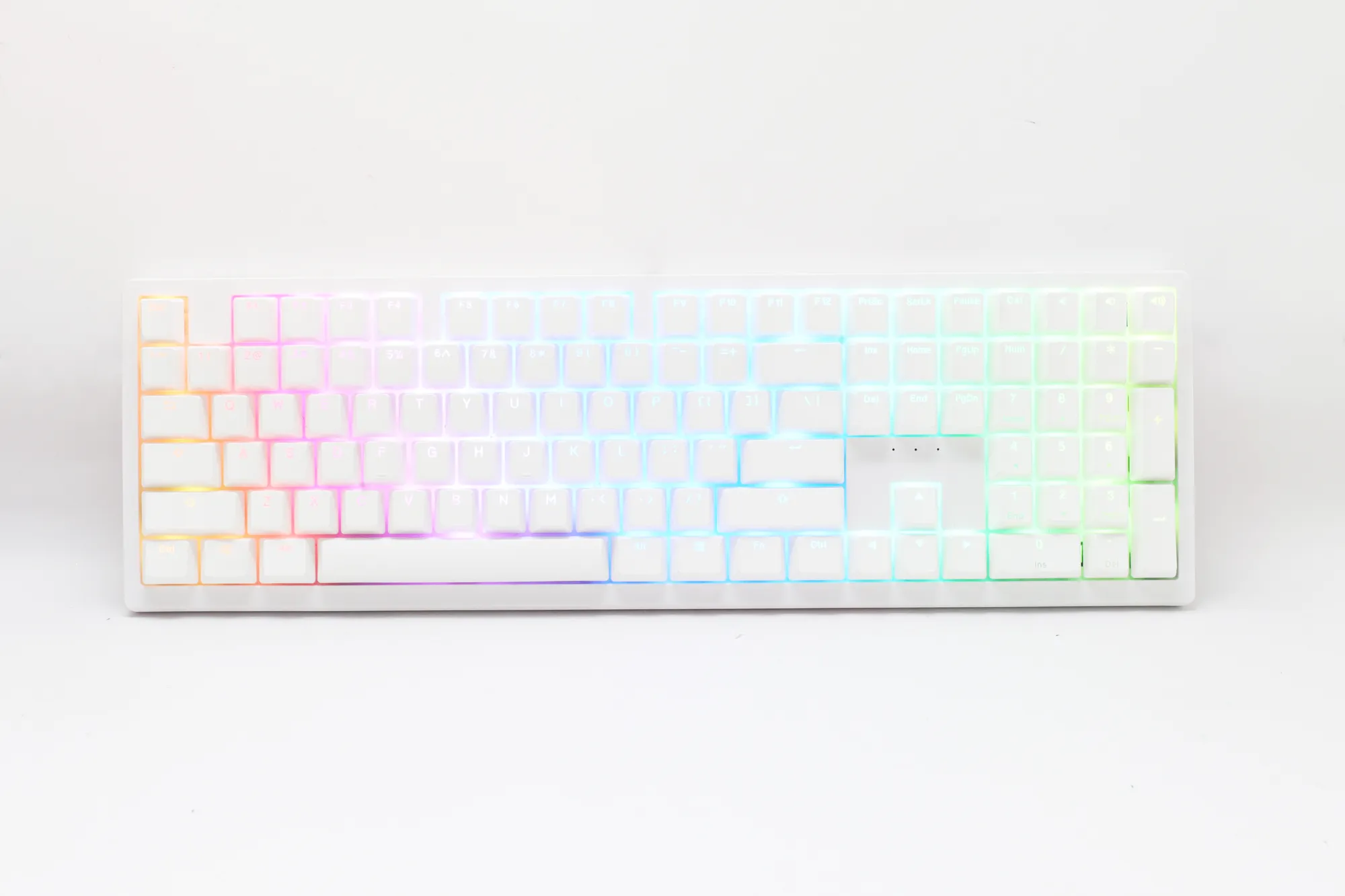 Ducky Keyboard Zero 6108 100% Mechanical Wireless Keyboard; RGB; USB 2.0 / 2.4GHz / BT - White - Cherry MX2A Speed Silver