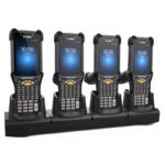 Four-slot cradle with fast-charging for MC9300 / MC9400 / MC9450 devices. Power supply (PWR-BGA12V108W0WW), DC cable (CBL-DC-381A1-01) and country-specific AC cable are all sold separately.