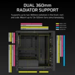 FRAME 4000D LCD RS ARGB Premium Mid-Tower PC Case XENEON EDGE 14.5" LCD Touchscreen pre-installed 2x 3.5" HDDs and up to 4x 2.5" SSD Fan layout: Front: 3x 120mm (Incl), 2x 140mm, 2x 200mm, Top: 3x 120mm, 2x 140mm, Rear: 1x 120mm (Incl), 1x 140mm, Side: 3x 120mm, 2x 140mm, Bottom: 3x 120mm (1x) USB 3.2 Gen 2 Type-C, (2x) USB 3.2 Gen 1 Type-C, (1x) Audio in/out Mini-ITX, Micro-ATX, ATX, E-ATX Colour: Black