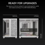 AIR 5400 LX-R RGB iCUE LINK Triple Chamber Mid-Tower PC Case 2x 2.5" , 1x 3.5" Drive Bays Fan layout: Front: 3x120mm, Rear 1x 120mm, Bottom: 3x 120mm (incl), Top 3x120mm (1x) USB 3.2 Gen 2x2 Type-C, (2x) USB 3.2 Gen 1 Type-C, (1x) Audio in/out Mini-ITX, Micro-ATX, ATX, E-ATX Colour: White - Image 18