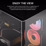 FRAME 4500X LX-R RGB LINK Panoramic Glass Mid-Tower PC Case 4x 2.5" , 2x 3.5" Drive Bays Fan layout: Front 3x 120mm (Incl)/2x 140mm/2x 200mm, Radiator tray 3x 120mm/2x 140mm, Rear 1x 120mm/2x140mm, Bottom: 2x 120mm, Top 3x120mm/2x140mm iCUE LINK System Hub included for full digital control of connected devices (1x) USB 3.2 Gen 2 Type-C, (2x) USB 3.2 Gen 1 Type-A, (1x) Audio in/out Mini-ITX, Micro-ATX, ATX, E-ATX Colour: Black - Image 12