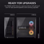 FRAME 4500X LX-R RGB LINK Panoramic Glass Mid-Tower PC Case 4x 2.5" , 2x 3.5" Drive Bays Fan layout: Front 3x 120mm (Incl)/2x 140mm/2x 200mm, Radiator tray 3x 120mm/2x 140mm, Rear 1x 120mm/2x140mm, Bottom: 2x 120mm, Top 3x120mm/2x140mm iCUE LINK System Hub included for full digital control of connected devices (1x) USB 3.2 Gen 2 Type-C, (2x) USB 3.2 Gen 1 Type-A, (1x) Audio in/out Mini-ITX, Micro-ATX, ATX, E-ATX Colour: Black - Image 6