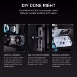 FRAME 4500X LX-R RGB LINK Panoramic Glass Mid-Tower PC Case 4x 2.5" , 2x 3.5" Drive Bays Fan layout: Front 3x 120mm (Incl)/2x 140mm/2x 200mm, Radiator tray 3x 120mm/2x 140mm, Rear 1x 120mm/2x140mm, Bottom: 2x 120mm, Top 3x120mm/2x140mm iCUE LINK System Hub included for full digital control of connected devices (1x) USB 3.2 Gen 2 Type-C, (2x) USB 3.2 Gen 1 Type-A, (1x) Audio in/out Mini-ITX, Micro-ATX, ATX, E-ATX Colour: Black - Image 11