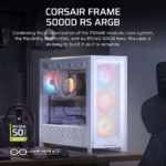 FRAME 5000D RS ARGB Mid-Tower PC Case 2x 2.5" , 1x 3.5" Drive Bays Fan layout: Front: 3x120mm (Incl)/3x 140mm/2x 200mmRadiator tray 3x 120mm/2x 140mm, Rear 1x 120mm (Incl)/1x140mm, Bottom: 3x 120mm/1x140mm, Top 3x120mm/2x140mm (1x) USB 3.2 Gen 2 Type-C, (4x) USB 3.2 Gen 1 Type-A, (1x) Audio in/out Mini-ITX, Micro-ATX, ATX, E-ATX Colour: White - Image 14