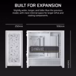 FRAME 5000D RS Mid-Tower PC Case 2x 2.5" , 1x 3.5" Drive Bays Fan layout: Radiator tray 3x 120mm (Incl) /2x 140mm, Rear 1x 120mm (Incl)/1x140mm, Bottom: 3x 120mm/1x120mm, Top 3x120mm/2x140mm (1x) USB 3.2 Gen 2 Type-C, (4x) USB 3.2 Gen 1 Type-A, (1x) Audio in/out Mini-ITX, Micro-ATX, ATX, E-ATX Colour: White - Image 19