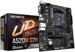 GIGABYTE A520M S2H - AMD A520 Chipset: Socket AM4, Supports 3rd Gen AMD Ryzen™ Processors Memory : 2x Dual Channel DDR4 DIMM Slots (64GB Max / 5000MHz Supported Expansion Slots : 1x PCI-Express 3.0 (x16 Speed), 2x PCI-Express 3.0 (x1 Speed) Storage and USB : 4x SATA 3 (6 Gb/s), 1x M.2 Socket 3 Connector, 6 x USB 3.2 Gen 1 (4x Back, 2x Cable), 4x USB 2.0 (2x Back, 2xCable) Misc. : 7.1 Channel High Definition Audio, 1x Realtek GBE Lan (10/100/1000) Rear IO Panel Display Ports Available: 1x DP, 1x DVI-D, 1x HDMI - Image 4