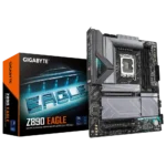 GIGABYTE Z890 EAGLE - Z890 Express Chipset: Socket LGA1851, Supports Intel Core Ultra Processors Memory : 4x Dual Channel DDR5 DIMM Slots (256GB Max ) Expansion Slots : 1x PCI-Express 5.0 (x16 Speed), 2x PCI-Express 4.0 (x4 Speed) Storage and USB : 4x SATA 6 Gb/s connection, 1x M.2 Gen5, 3x M.2 Gen4, 5x USB 3.2 Gen 1 (3x Back, 2x Cable), 8x USB 2.0 Ports (4x Back, 4x Cable), 2x USB-C, 2 x USB 3.2 Gen 2 Type-A Misc. :1x Realtek® 2.5GbE LAN chip (2.5 Gbps/1 Gbps/100 Mbps) Rear IO Panel Display Ports Available: 1x DP, 1 x USB4® USB Type-C® port - Image 2