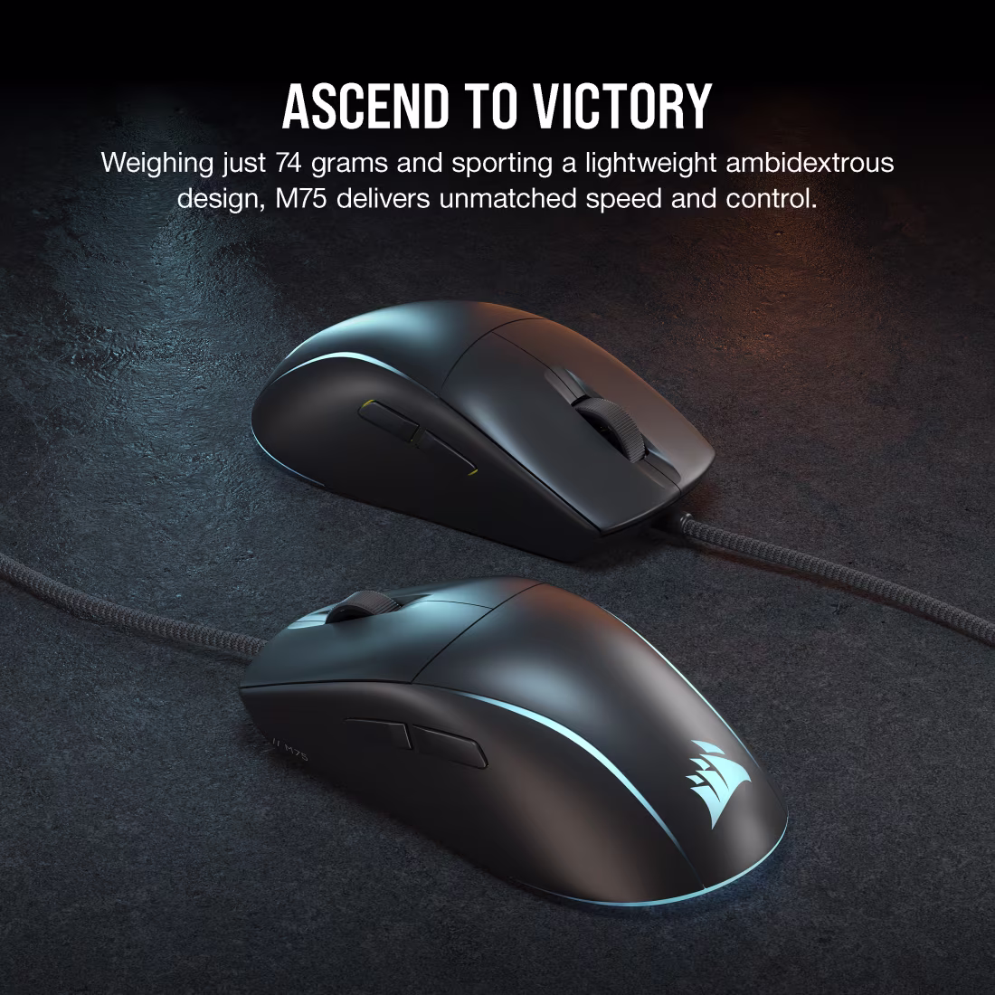 Corsair M75 Lightweight RGB Gaming Mouse; Black; 26000 DPI.