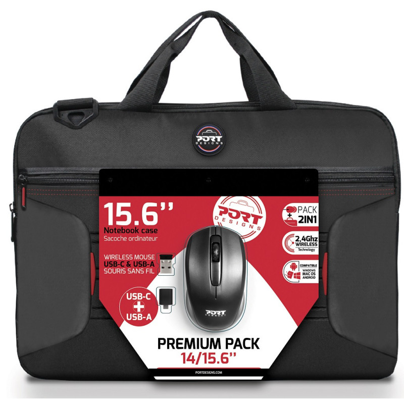 pc_bag_wireless_mouse_14_156_c1de Port Premium Pack 14/15.6" Toploader Bag with Wireless Mouse Bundle - Image 1