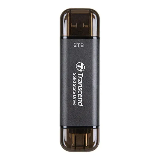 TRANSCEND 128 GB ESD310C USB3.2 TYPE A & C (USB 10Gbps) OTG COMPACT PORTABLE SSD - Read 1050MB/s Write 950 MB/s - Black