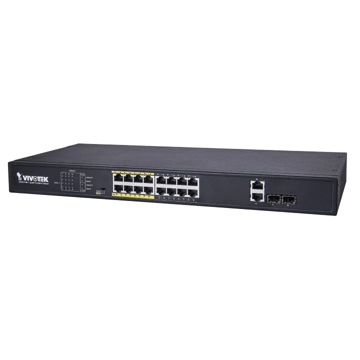 VIVOTEK Unmanaged 24x 10/100 PoE + 2x Gigabit/ SFP POE extender up to 200M; Rackmountable; 380W